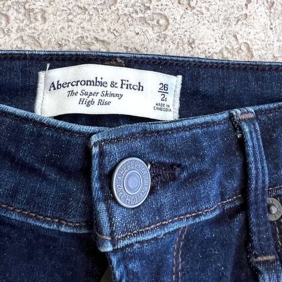 Abercrombie & Fitch Super Skinny Womens Jeans size 2  High Rise Dark Blue preppy - Picture 3 of 7